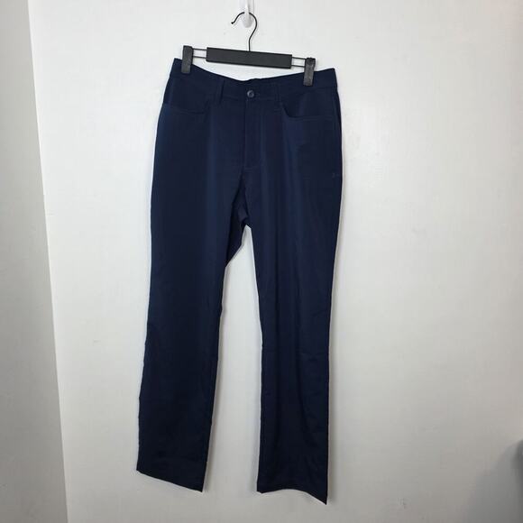 Under Armour Navy Blue Sporty Lightweight Straight Leg Dressy Pants Size 30×30 - Picture 1 of 7